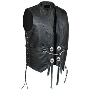 Gilet de moto en cuir véritable fait main sur mesure, respirant, grande taille, sans manches, pour homme, meilleur design - Product Image 1