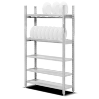Nouveau rayonnage à 4 niveaux économie de séchage Restaurant support de plaque perforée bol stockage métal acier inoxydable cuisine support à vaisselle chariot