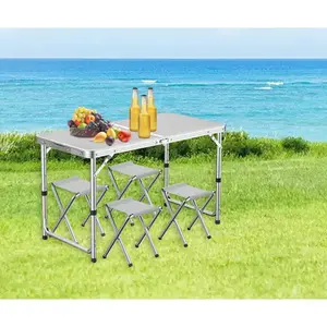 Table de camping pliante portable en aluminium moderne et légère à hauteur réglable pour pique-nique de cuisine