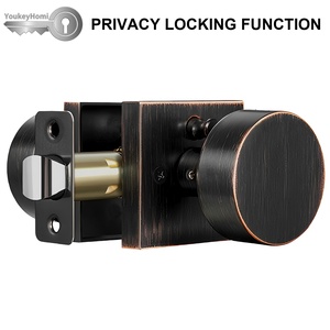 YoukeyHomi vente chaude entrée d'entrée toutes fonctions à clé Passage de confidentialité factice bouton de porte carré poignée serrure Bronze huilé - Product Image 2
