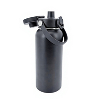 Bouteille d'eau en acier inoxydable de 32 oz, bouteille isotherme sous vide avec couvercle à ouverture à une touche breveté, large ouverture, anti-fuite, poignée amovible