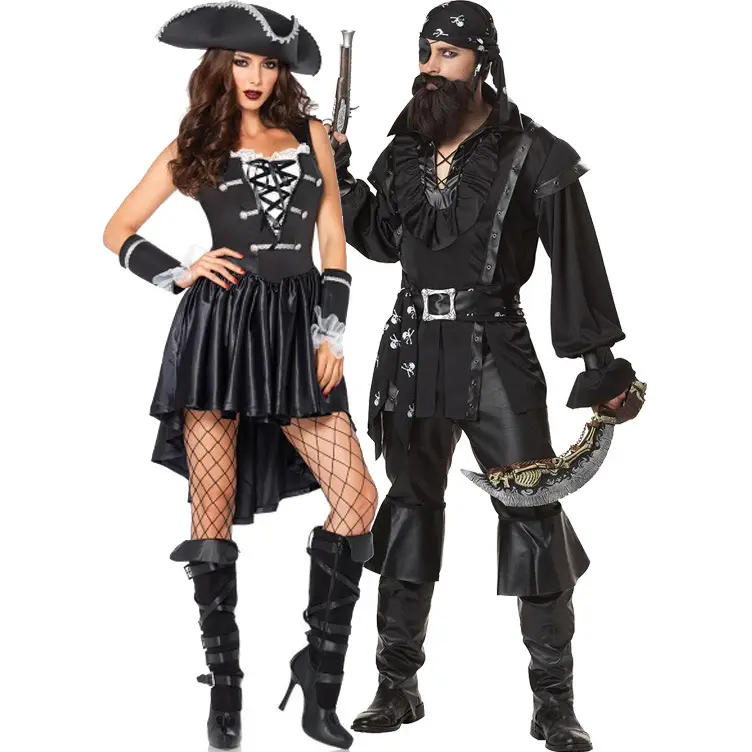 해적 의상 성인 해적 잭 스패로우 코스프레 의상 남자 여자 해적 역할 세트 할로윈 카니발 파티