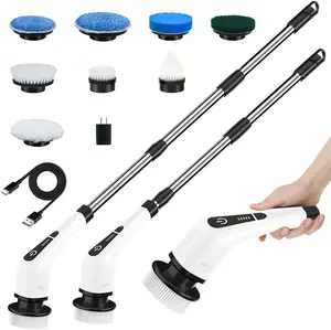 1set, Electric Spin Scrubber, Cordless Electric Shower Scrubber With 8  Replacement Brush Head, 2 Adjustable Speed, Bathroom Scrub Brush, Power  Bathtub Scrubber With Extension Long Handle For Bathtub,Tile, Floor,  Bathtub, Bathroom Cleaning