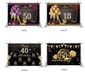 Banderole d'arrière-plan pour joyeux <span class=keywords><strong>anniversaire</strong></span>, arrière-plan de 7x5ft, en or noir, fournitures de fête, décoration de joyeux 30e, 40e, 50e <span class=keywords><strong>anniversaire</strong></span> - Product Image 3