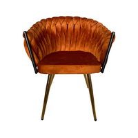 Mobilier de maison avec dossier rembourré, fauteuil confortable en velours, chaise de salle à manger, chaise tissée en corde