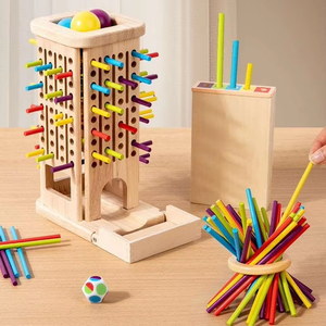 Jeu <span class=keywords><strong>en</strong></span> bois 3-<span class=keywords><strong>en</strong></span>-1 à tirer sur la corde, éveil éducatif, reconnaissance des couleurs, développement <span class=keywords><strong>de</strong></span> l'intelligence, écoresponsable, coins arrondis - Product Image 1