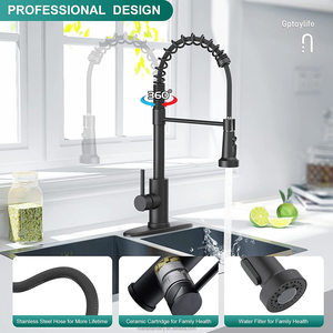 Robinet de cuisine monocommande noir avec douchette extractible à ressort - Product Image 6
