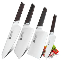 Ensemble de couteaux de cuisine de haute qualité, 4 pièces, acier inoxydable allemand, avec manche en bois d'ébène confortable