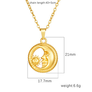 สร้อยคอจี้รูปหัวใจ เปลือกหอย และดวงอาทิตย์ ทำจากสแตนเลสสตีลชุบทอง 18K PVD แบบตอกลาย |   ทนต่อการซีดจาง กันน้ำ และป้องกันอาการแพ้ - Product Image 2