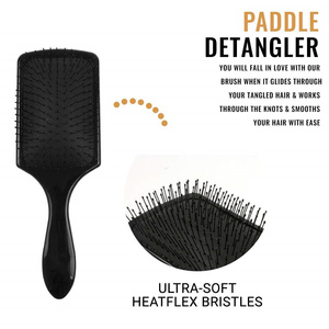 Schwarze Plastik-Paddelbürste mit Nylonborsten, Entwirrbürste mit individuellem Logo, Kopfhautmassagebürste und Glättbürste für den Heimgebrauch - Product Image 2