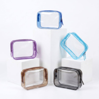 Grande trousse de toilette transparente en PVC, approuvée TSA, étanche, avec fermeture éclair, personnalisable avec logo, pour femme