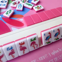 Mahjong américain de luxe, 160 tuiles gravées sur mesure, tuiles en acrylique rose, couleur personnalisable pour les amateurs de Mahjong américain