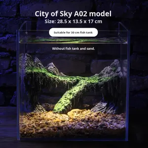 Sky City <span class=keywords><strong>Aquarium</strong></span> Landschapsarchitectuur Rotstuin Canyon Met Planten Decoratieve Ornamenten Simulatie Mosstenen Gemakkelijk En Snel Niet Giftig - Product Image 3