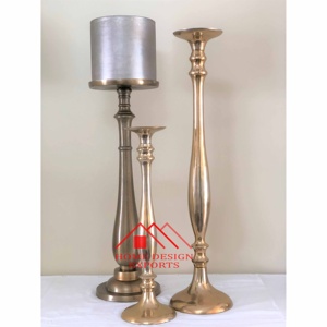 Medium Small Gold <b>Candle</b> Pillar <b>Holder</b> for Wedding <b>Floor</b> Decoration High Quality Aluminium <b>Candle</b> <b>Stand</b> for <b>Floor</b> Best Seller - Product Image 2