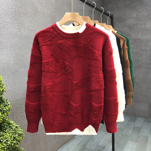男性用プルオーバーセーター2024新作韓国メンズウォームセータークルーネックルーズパーソナリティトップニットプルオーバー - Product Image 2