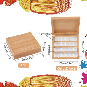 Étui de plateau de <span class=keywords><strong>palette</strong></span> de peinture aquarelle <span class=keywords><strong>en</strong></span> bois avec 24 pièces grilles de demi-casseroles lavables blanches fournitures d'art professionnelles pour les voyages d'artistes - Product Image 6