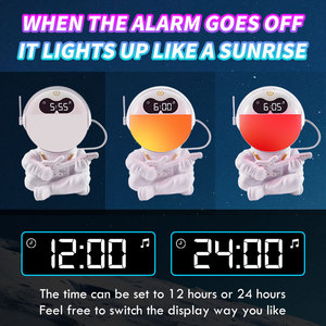 Luz Despertador Astronauta, Luz Nocturna RGB para Mesita de Noche, Reloj Despertador con Simulación de Amanecer/Atardecer, Reloj Analógico Digital con Luz Nocturna - Product Image 3