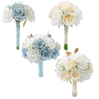 Bouquet de fleurs artificielles de mariée en strass rose gypsophile, bouquets de mariage pour la décoration de la fête de mariage et des demoiselles d'honneur