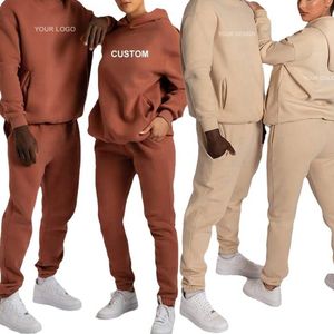 Design all'ingrosso la tua felpa in cotone 100% foderato in pile con cappuccio pantaloni da Jogger tuta tuta Set per donna e uomo - Product Image 1