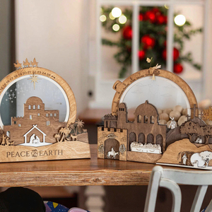 Paquete de Adornos Navideños y de Pascua de Estilo Americano en Madera para Regalos Festivos - Product Image 2