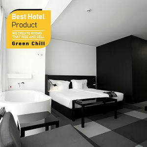 Muebles de dormitorio para hotel urbano tipo boutique OEM ODM, juego de cama tamaño king size blanco con mesita de noche para habitación de hotel moderna - Product Image 1