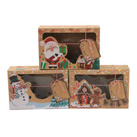 Boîtes à biscuits de Noël, boîtes cadeaux pour friandises, boîtes à bonbons avec ruban et fenêtre, boîte en papier kraft à assembler