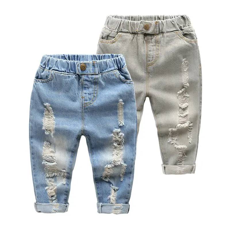 Latest design jean pour enfants spring autumn children clothing cotton baby pants kids trousers toddler boy ripped jeans