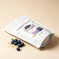 Sachet refermable personnalisé blanc mat avec fermeture éclair pour céréales et flocons d'avoine