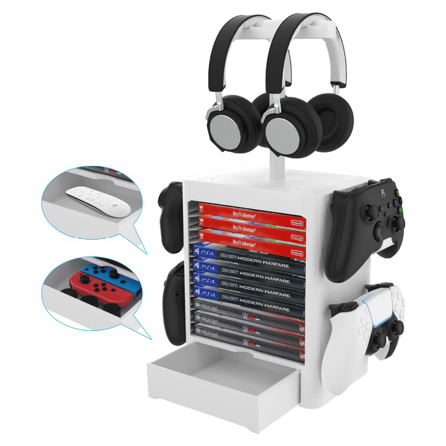 JYS-NS199 for PS5 CD Disc Storage Box Bracket Multifunctional Stand for Xbox Series X Console Tower Holder