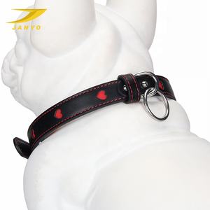 नई आगमन थोक पु चमड़ा हार्ट पैटर्न कॉलर फैशनेबल काले कुत्ते कॉलर - Product Image 2