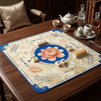 Tapis de Mahjong en néoprène américain de 3 mm 32,5*32,5 pouces - Housse de table en caoutchouc de qualité supérieure avec surface en tissu extra fin pour un jeu fluide