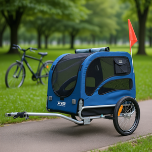 Remorque de vélo pour chien Vevor, capacité de 100 lb, pliable, transporteur universel pour animaux de compagnie, remorque de vélo bleue pour le transport d'animaux en extérieur avec libération rapide - Product Image 2