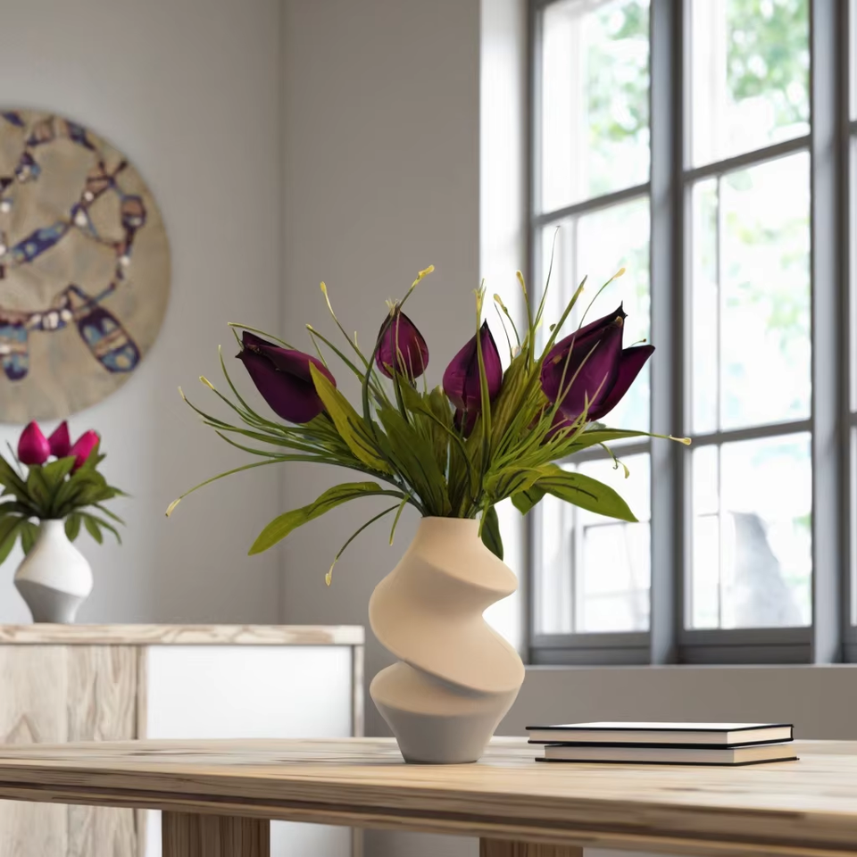 Nordic Art Deco Porcelain Vase White Sanded Handmade Scratch Resistant Watertight Home Decor For Weddings And Easter Low Moq