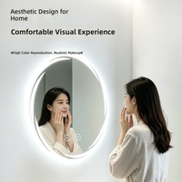 Miroir de salle de bain intelligent à LED avec verres en verre, miroir de maquillage pour hôtels et toilettes, anti-buée, installation sans perçage, miroir lumineux à commande tactile