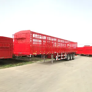 Reboque de gado de 100 toneladas eixos de reboque de carga transporte de animais cerca semi-reboque caminhão barato para venda