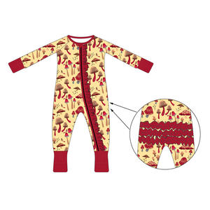 Çok Satan ve Yüksek Kaliteli Kişilikli Sade Butik Bambu Çocuklar İçin İki Yönlü Fermuarlı Dönüştürülebilir Bebek Tulum Pijama - Product Image 3