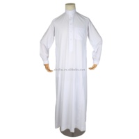 Premier Blanc Alaseel Manchette Robe Musulmane Djellaba Kaftan Jubah Abaya Jalabya Ethnique Arabe Jalaba Maxi Qamis Thobe Vêtements Islamiques