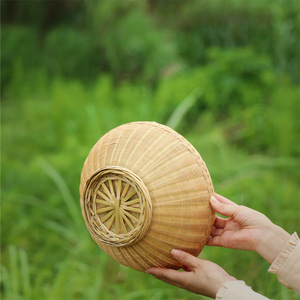 <b>Bamboo</b> Woven Basket Round Handmade Food <b>Container</b> Kitchen Use Traditional Craft - Product Image 4