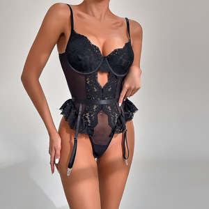 ZZYUP 6733ZU vêtements pour femmes <span class=keywords><strong>Sexy</strong></span> noir serré dentelle ensemble de Lingerie G-String très chaud femmes matures trois pièces Lingerie <span class=keywords><strong>Sexy</strong></span> - Product Image 2