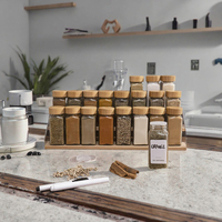 Ensemble de 12 pots à épices carrés en verre classiques de 120 ml, sans BPA, écologiques, avec couvercles en bois, pour la cuisine et la salle à manger