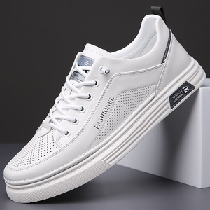 <b>White</b> Mesh Sneakers Men Summer Breathable <b>Lace</b> Up Round Toe Rubber Outsole EVA Midsole Fashion Casual Shoes - Product Image 1