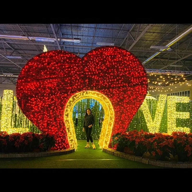 Christmas Wedding Valentine Day Lighting Decoration Outdoor LED Love Letter Light Heart Shape Arch 3D Motif Light