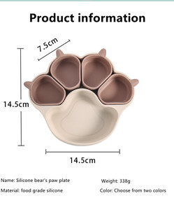 Assiette Séparatrice en Silicone de Qualité Alimentaire pour Enfants, Assiette d'Alimentation pour Tout-Petits en Silicone avec Ventouse, Couvercle d'Alimentation pour Bébé - Product Image 4
