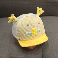 Gorra de malla con antenas de jirafa para bebé, gorra de camionero transpirable con orejas de dibujos animados en 3D para niños, gorra de sol de ala suave para niños pequeños