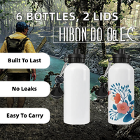 Lot de 6 Bouteilles d'eau blanches vierges pour sublimation, 400/500/600/750 ml, en aluminium, étanches, avec mousqueton, pour consommation directe, camping, deux couvercles