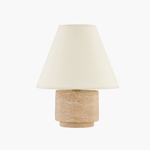 Travertine Table Lamp With Cream Shade For Living Room Bedroom Study Home Decor LED E27 Switch Control - Product Image 1