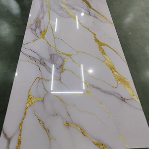 Không thấm nước nghệ thuật màu xanh đá cẩm thạch tấm PVC có độ bóng cao vàng tĩnh mạch cho nghệ thuật sảnh khách sạn trang trí nội thất - Product Image 4