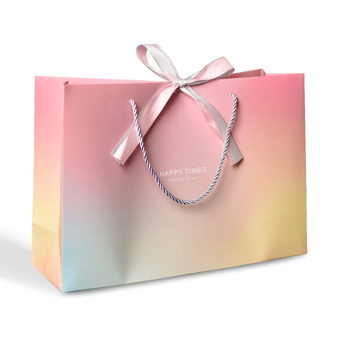 कस्टम लक्ज़री रिबन हैंडल गुलाबी कार्डबोर्ड शॉपिंग पैकेजिंग बैग आपके अपने लोगो के साथ अनुकूलित मुद्रित पेपर उपहार बैग