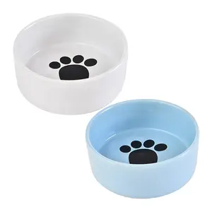 Petstar Cheap Custom Simple Round Cat Dog Water Food Ceramic Pet Bowl