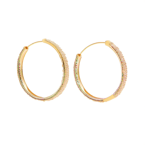 Boucles d'oreilles créoles plaquées or avec lettres d'amour incrustées de strass en cristal pour femme, bijoux tendance pour soirée - Product Image 1